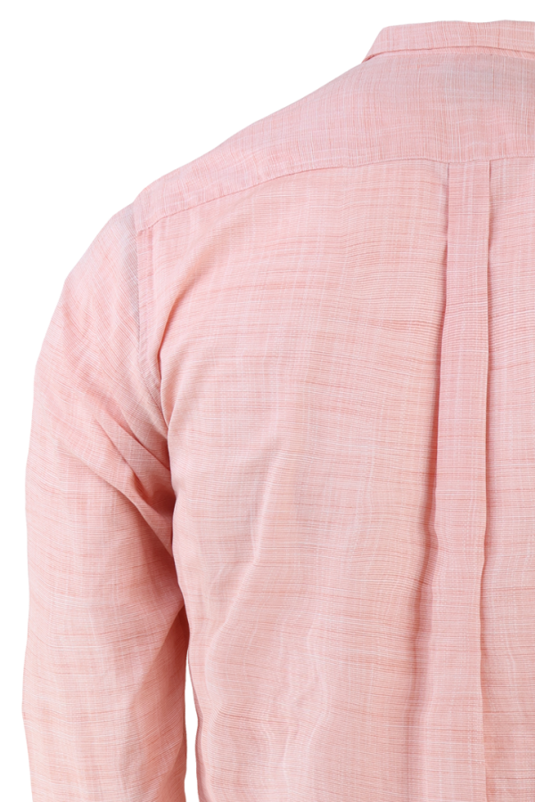Camisa Formal Manga Larga Slim Fit Color Melón Cuello Italiano Para Hombre